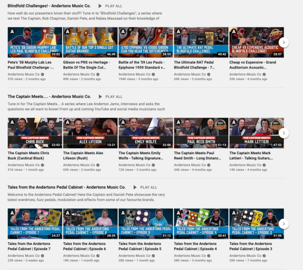 Example of a well-organized YouTube homepage